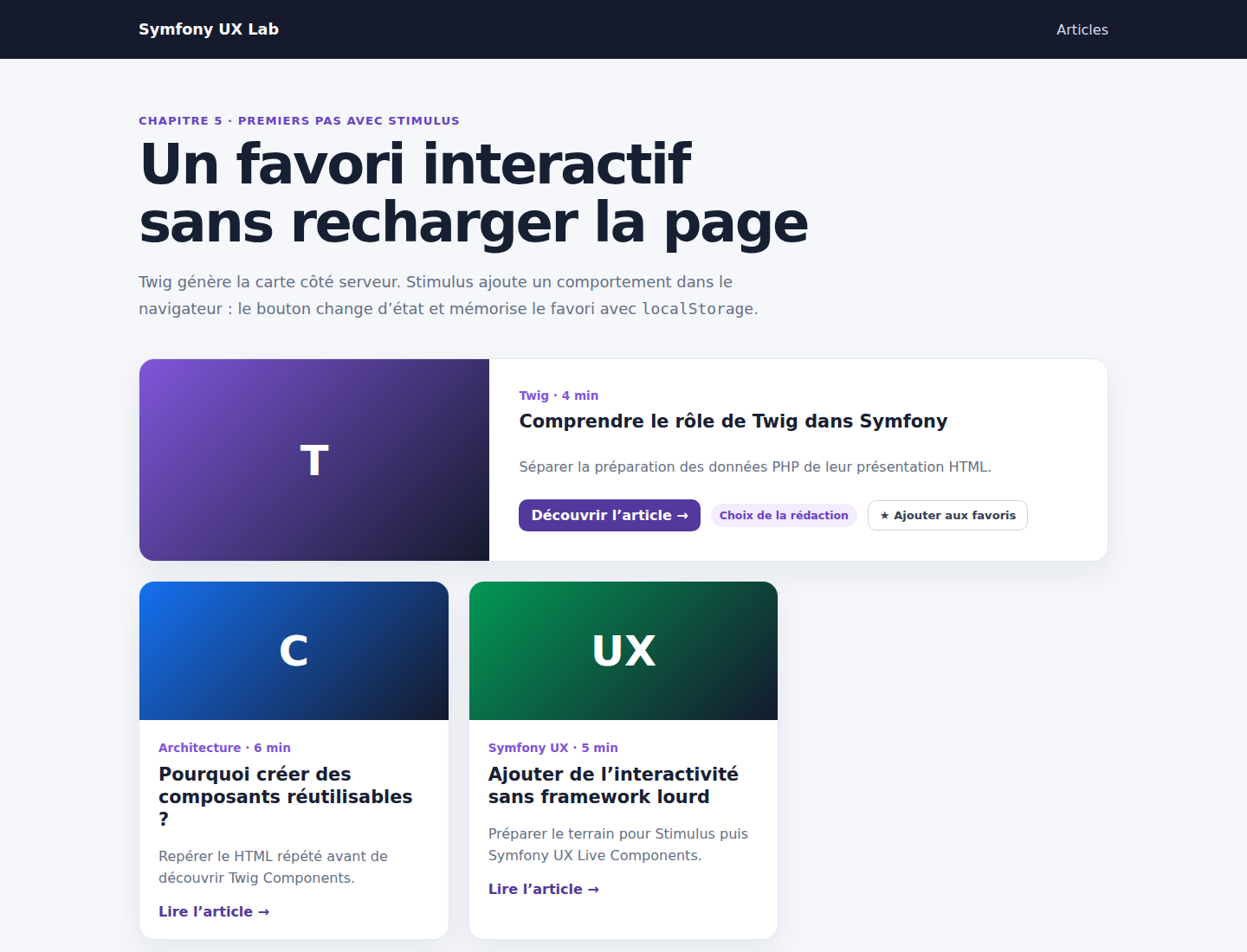 Favori interactif créé avec Symfony UX Stimulus